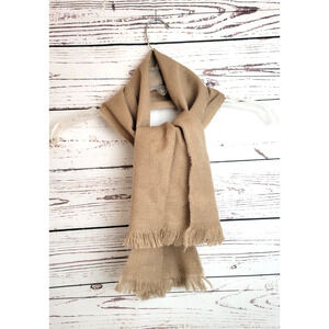 Tru-Fit Tan Neck Warmer Scarf Made in Japan Lightweight Designer Fringe 47" Long